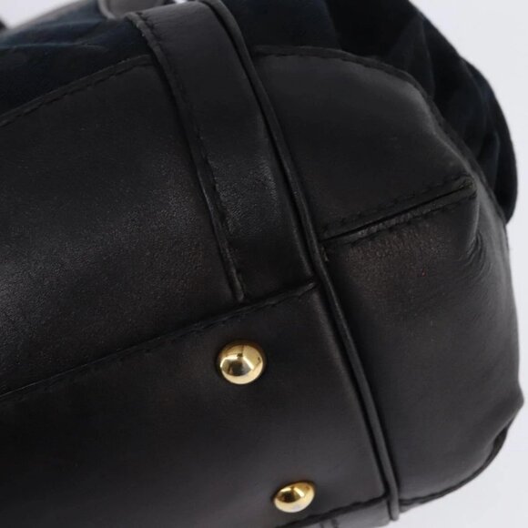 GUCCI GG Canvas Hand Bag Black Gold Auth SW1542 - Picture 4 of 16
